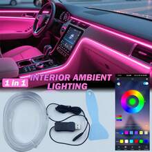 3m/118inch USB Interior Car Neon Lights (Center Console + Dashboard) With Matching Armrest Storage Box, RGB LED Strip, APP Controlled, No Remote Control, For Ambient Lighting Applications, No Battery Required. - 氣氛燈3米 - 查看 10