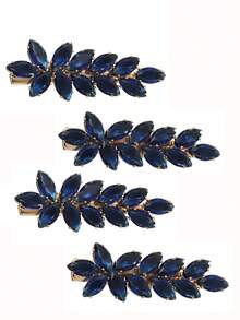 2/4件套立方氧化锆水钻焊接时尚女士尖头发夹,闪亮百搭奢华发饰 - 彩色 - 查看 8