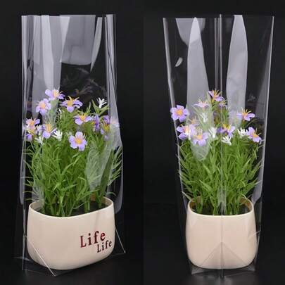 25/50/100pcs Flat-Bottomed Corner Processing Bags, Transparent Cellophane Gift Bags, Gift Bags With Knotting Ropes, Suitable For Packaging Small Gifts For Parties, Wedding Birthday And Thanksgiving