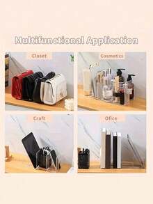Bolsa de almacenamiento transparente para armario, estantería desmontable para armario, organizador práctico tipo divisor de libros, adecuado para armario, baño, oficina, estantería en forma de L, organizador de espacio para el hogar, dormitorio, oficina - Ver 3