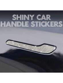 2pcs Shiny Sticker Compatible With Tesla Door Handle - White - View 1