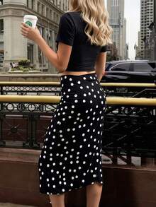 QIANZHIDU 豹纹半身裙、派对礼服、办公装、短裙、音乐节休闲户外装、街头服饰、秋季时尚、校服、情人节装扮、约会之夜上衣、优雅复古风休闲装、商务休闲教师装、新年派对半身裙、感恩节装扮 - 黑色 - 查看 4