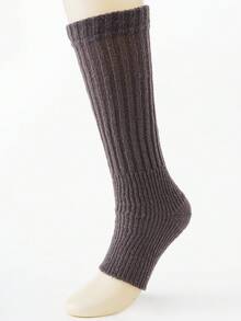 1 par de calentadores de piernas de punto de unicolor, estilo versátil casual y lindo para mujeres, que dan forma a las piernas y calientan los tobillos, adecuados para usar con pantuflas o botas de nieve