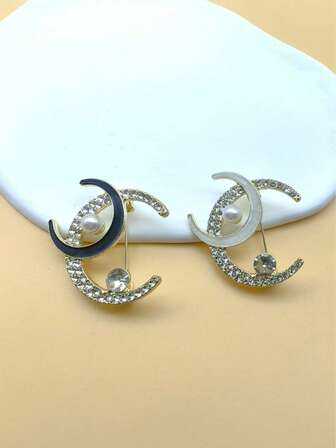 YWGEZHI 2 piezas Broche elegante y brillante de aleación de zinc con forma de luna, accesorios