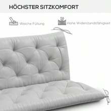 Outsunny 3-Seater Bench Cushion, 150 X 98 X 8 Cm, With Ties, Seat Cushion, Indoor/Outdoor Chair Cushion, Seat Pad, Garden Bench Cushion, Garden Bench, Light Grey Swing - 淺灰色 - 查看 5