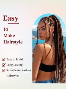 2pcs Bone Gradient Straight Crochet Hair Synthetic Braiding Hair Bulk 28inch Pre Stretched Braiding Hair Extensions Crochet Box Braids Hair - Multicolor - View 3