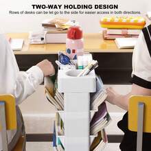 AYYDS 5-Tier Mobile Book Cart, Small Children's Bookshelf With Wheels, Craft Cart, Narrow Bookshelf, White Children's Bookshelf For Living Room, Children's Room, Office - White - View 5