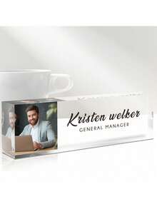 Custom Name Plates For Desks With Photo/Logo-16styles,Desk Name Plate Personalized, Personalized Clear Acrylic Glass Block, Office Gifts For Cowrkers, Boss, Teacher/Employee Appreciation Gifts Office Desk Decor For Women Men, Acrylic Desk Accessories, Office Gifts For Boss, Employee Appreciation Gifts