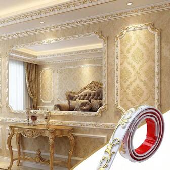 1pc 1m/2m Flexible Self-Adhesive Ceiling Corner Molding Trim, DIY Peel And Stick Decorative Wall Trim For Mirror Edges, TV Backdrops, And Home Wall Decor