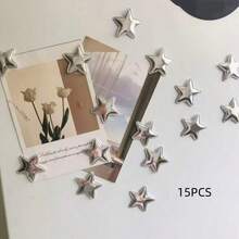 5pcs/8pcs/10pcs/15pcs Cute Cartoon Star Fridge Magnets, Fabric Material, Vibrant Floral And Nature Designs, Plastic Round Stickers For Kitchen, Office And Home Decor, Ideal Holiday Gift, Office Decoration | Playful Star Design | Colorful Magnets, Magnetic Decor (The Product Material Is Fabric, Please Order Carefully) - Multicolor - View 11