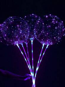 5个/1个/包 LED 发光透明气球带杆，透明泡泡氦气球 - 适用于单身派对、周年纪念、宝宝生日派对、婚礼装饰、场景装饰、荧光派对、婚礼派对装饰、圣诞派对装饰、迎婴派对装饰、性别揭晓派对装饰（不含电池） - 彩色 - 查看 9