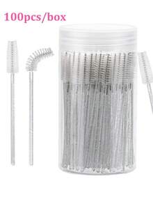 200/100/50/10PCS Eyelash Brushes, Mascara Wands With Container, Bendable Disposable Eyebrow Spoolies, Lash Brush For Lash Extensions, Eyebrow Spoolie, Castor Oil Brushes (Crystal White),Giveaways - White - View 10