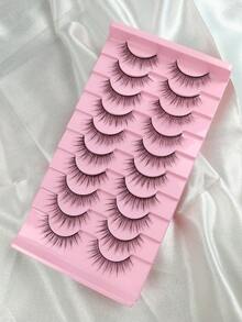 HINARIN 10 pares de pestañas postizas con rizo C, de aspecto natural, de 11 mm de largo, ojos de muñeca muy pequeños, pestañas postizas delicadas con banda delgada para uso diario, tiras de pestañas postizas para maquillaje diario - Pestañas Naturales - Ver 5