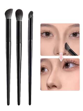 3pcs Contour Nose Shadow Brush Angled Eye Nose Contour Eyeshadow Cosmetic Makeup Mixing Concealer Brush Tool