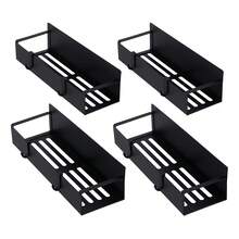 Living And Home Magnetic Fridge Spice Storage Rack Multi Pack Carbon Steel Iron Matte Black Space Saving Organizer - Style-b 4Pcs - View 4