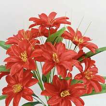 1束12枝莲花仿真花，布艺仿真花卉装饰，适用于阳台、露台、客厅、卧室、婚礼、订婚、家居装饰、各种房间类型、情人节等场合，无需容器，无需电池 - 彩色 - 查看 7