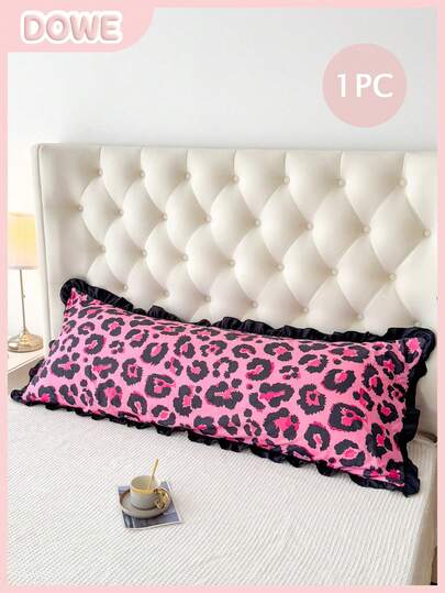 1pc 100% Polyester Pink Leopard Lace Pillowcase, Soft & Comfortable, Lightweight & Breathable, Suitable For Bedding Decor (Pillow Insert Not Included)
