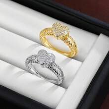 1 chiếc nhẫn nữ hình trái tim tối giản thời trang đính đá Cubic Zirconia, quà tặng cặp đôi ngày Valentine. - Nhiều màu - Xem 7