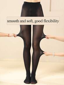 纯色保暖连裤袜，性感修身保暖连裤袜，舒适 - 黑色 - 查看 11