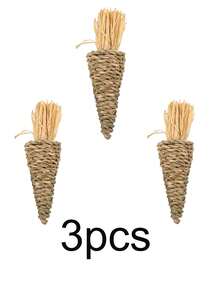 1个/2个/4个手工钩织胡萝卜磨牙玩具，适用于兔子、仓鼠、豚鼠和猫。这些玩具兼具牙齿护理和娱乐功能，有助于减少宠物的无聊感，并促进健康的咀嚼。是圣诞节礼物或万圣节小礼物的完美之选。 - 彩色 - 查看 15