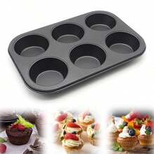 Silicone Muffin Pan For Baking, Regular Size Nonstick Cupcake Pan, 6-Cup Silicone Muffin Tin Dishwasher , Great For Muffin Cupcake Brownie Egg Tart - 黑色 - 查看 9