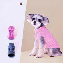 1pc Classic Pattern Pet Sweater, Soft & Comfortable Knit, Suitable For Small & Medium Dogs, Thick Knit Turtleneck Design, Elastic & Warm, Unisex Dog Clothing For Winter - Red - View 3