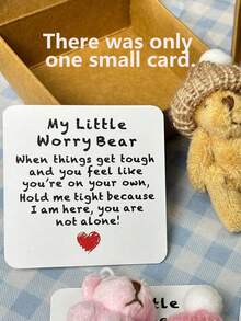 1 Set Mini Plush Teddy Bear Hug Gift Bag With Encouragement Card, Cute Brown And Pink Teddy Bears In Box, Perfect Thoughtful Birthday And Holiday Gift For Loved Ones, Romantic Gift For Partner - Beige - View 15