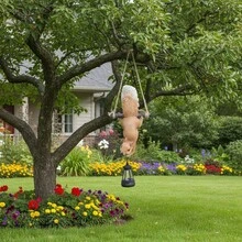 1 件太阳能悬挂松鼠雕像花园灯 - 树脂 LED 灯笼动物雕像，防水户外/室内装饰，适用于庭院、露台、阳台 - 橘色 - 查看 10