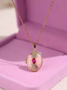 Dây chuyền khung ảnh bất đối xứng mạ vàng cổ điển lãng mạn, mặt trăng thiên thần màu tím oải hương, trang sức nhiều lớp thanh lịch dành cho nữ, dây chuyền khung ảnh (không kèm hộp). - Nhiều màu - Xem 15