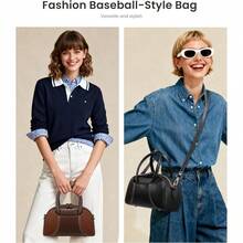 Bolso de hombro para mujer LOVEVOOK - Bolso de mano vintage de estilo de béisbol con acolchado de moda para uso diario - Marrón - Ver 4