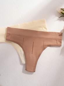 7pcs Multi-Colored Women's Sexy Low-Waist Seamless T-Back Panties With Ruffled Edge - Multicolor - View 5