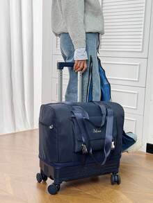 Large Capacity Wheeled Garment Bag, Removable Trolley Handle Weekend Bag, Travel Bag, Overnight Bag, Luggage Cover, Wheeled Bag, Short Business Travel Bag, Oxford Cloth Maternity Travel Bag, Suitable For Travel, Vacation, Back To School, Tourism, Dormitory, College Students, High School Students Luggage Bag Duffle Bag Travel Organizer Cruise Essential Vacation Essentials For Men Women Travel Essential Holiday Essential Travel Must Haves - Black - View 6