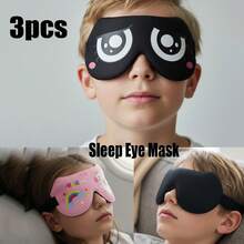 3件套独角兽印花睡眠眼罩，适合8岁以上儿童、青少年及成人，舒适3D立体贴合设计，无眼部压力，遮光眼罩，适合睡眠、小憩、旅行 - 彩色 - 查看 13