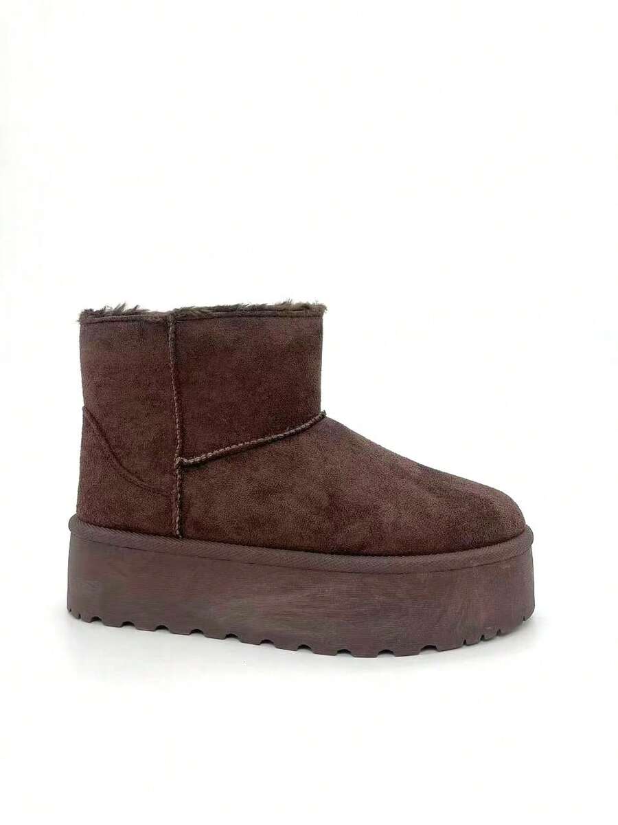 Giày đi tuyết nữ mùa Thu/Đông 2024 mới, kiểu dáng slip-on, đế dày, giày lót bông đa năng thích hợp cho hoạt động ngoài trời. - Nâu YY258-2 - Xem 1