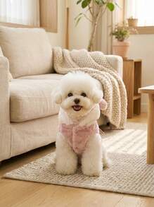 PETSIN 1 件秋冬宠物狗/猫保暖夹克、泰迪熊变形背带背心、带牵引绳的宠物服装 - 粉色 - 查看 5