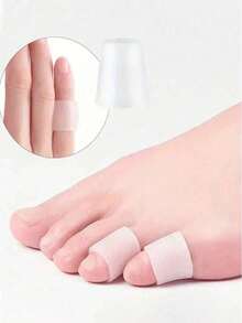 10-4pcs/Pack Toe Protector, Toe Sleeves To Protect Toes From Friction, Small Toe Protector Sleeve To Prevent Chafing, Silicone Toe Protection Cover, Thumb Care, Anti-Friction Toe Finger Protector, Foot Sleeve - White - View 5