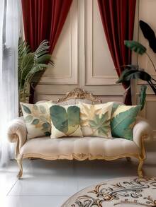 4件装 INS风格 2D数码叶子印花 天鹅绒般柔软的聚酯纤维枕套，隐藏式拉链，无填充物，适用于家居装饰、客厅、抱枕套、靠垫套、沙发装饰枕、家居装饰垫 - 彩色 - 查看 5