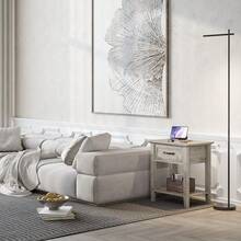 Mesita De Noche De Estilo Industrial con Cajón y Estantes Abiertos, Que Sirve como Mesa Auxiliar Versátil para Dormitorios, Oficinas y Salones. - Gris Claro - Ver 7