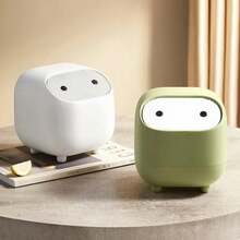 Trash Bin Small Paper Basket Contrasting Color Mini Cute Double-Layer Push-Type Small Trash Can Desktop Storage Tool Trash Bin - 白色-1 - 查看 5