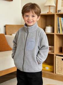 Balabala 2026 青少年男童春季防静电轻薄字母印花拉链休闲宽松外套 - 灰色調 - 查看 3