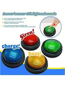 Party Buzzers With Answer - With Loud Buzz Sound & Color-Coded Buttons (Blue, Green, Red,) - For Trivia, Classroom, Family Feud, Game Shows - Compatible With AA Batteries - No Batteries Included - Party Game Show Organizer, Games For Party, Classroom Learning Tool, Vibrant Colored Buttons, Plastic Construction For Halloween,Christmas Event & Party Supplies