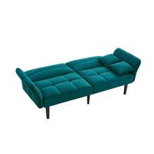 2-In-1 Adjustable Sofa Bed – Two-Seater With Velvet Upholstery, Foldable Armrests & Sleeping Function, Ideal For Small Spaces - Green - View 8