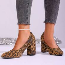 Women's Fashion High Heel Sandals, Solid Color - Leopard Color - View 5