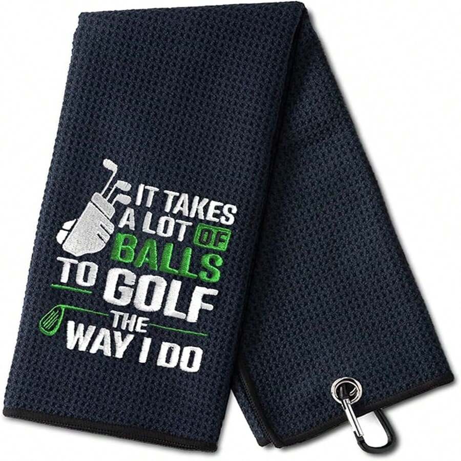 趣味黑色高尔夫球巾 - “需要很多球”趣味高尔夫球巾，带夹子，可挂在球包上，男士高尔夫配件，爸爸，高尔夫球迷，生日圣诞节，退休礼物 - 彩色 - 查看 1