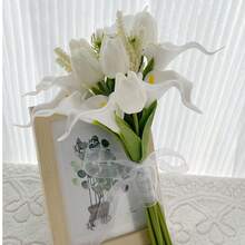 White Calla Lily Bridal Bouquet, Layered Design, White Wedding Bouquet, Suitable For Bride, Bridesmaid, Artificial Flower Arrangement, Suitable For Home - White - View 8