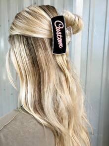 Customized Personalized Acrylic Name Hairpin Cute Cartoon Design Best Unique Gift For Couples Letter Acrylic Holiday Valentine's Day Gift - Glitter Pink - Shark Clip - View 3