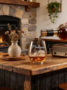 1pc Custom Text Wine Glass, Custom Tumbler Glass, Custom Glassware With Text, Custom Gift, Personalized Wine Glass, Personalized Glassware, Personalized Tumbler, Wedding Gift, Celebrating Moment, Ideal For Valentine's Day, Mother's Day, Father's Day, Birthdays, Party - Multicolor - View 3