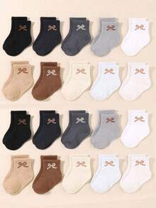 8 Pairs Baby Meralda Bow Mid-Calf Socks, Elastic Casual Unisex Socks For Toddlers, Spring/Summer - Multicolor - View 6