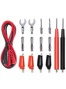 Kit de cables de prueba para multímetro, juego de cables de prueba de repuesto, pinzas de cocodrilo, tapones tipo Banana, sondas de prueba, enchufes Banana para multímetro, 16 Uds. 3ZRF - 16 en 1 - Ver 2
