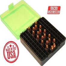MTM 100 Round Flip-Top Ammo Box 380_9MM Cal (Clear Green_Black) - ColorB - View 2